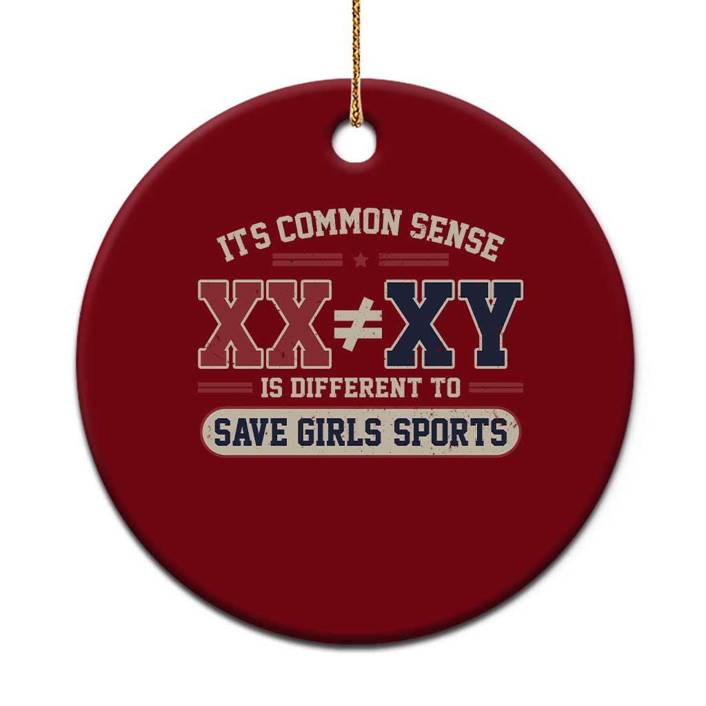 Save Girls Sports XX Does Not Equal XY Ceramic Ornament Biological Science Vintage Varsity Athletic Graphic