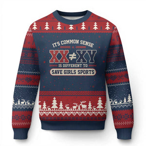 Save Girls Sports XX Does Not Equal XY Ugly Christmas Sweater Biological Science Vintage Varsity Athletic Graphic