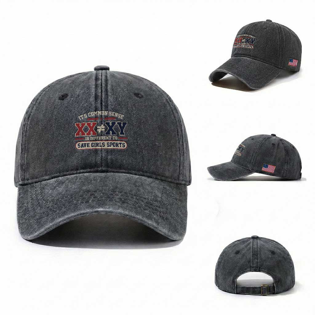 Save Girls Sports XX Does Not Equal XY Washed Cotton Baseball Cap Biological Science Vintage Varsity Athletic Graphic