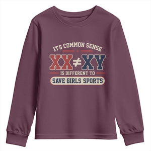 Save Girls Sports XX Does Not Equal XY Youth Sweatshirt Biological Science Vintage Varsity Athletic Graphic