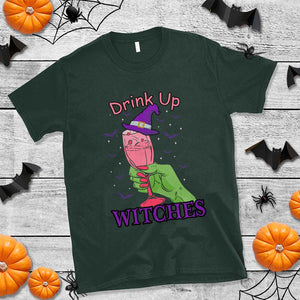 Drinking Witch T Shirt Drink Up Witches Wine Lover TS02 Dark Forest Green Print Your Wear