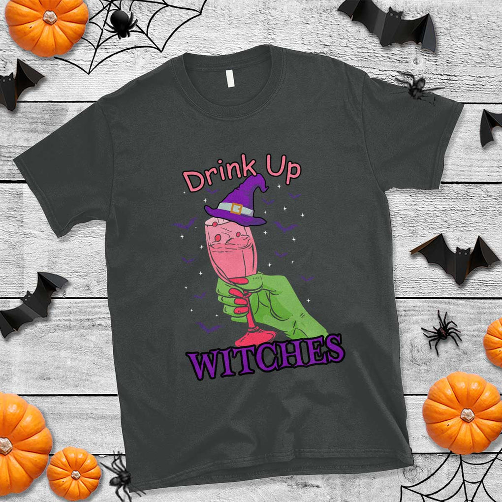 Drinking Witch T Shirt Drink Up Witches Wine Lover TS02 Dark Heather Print Your Wear