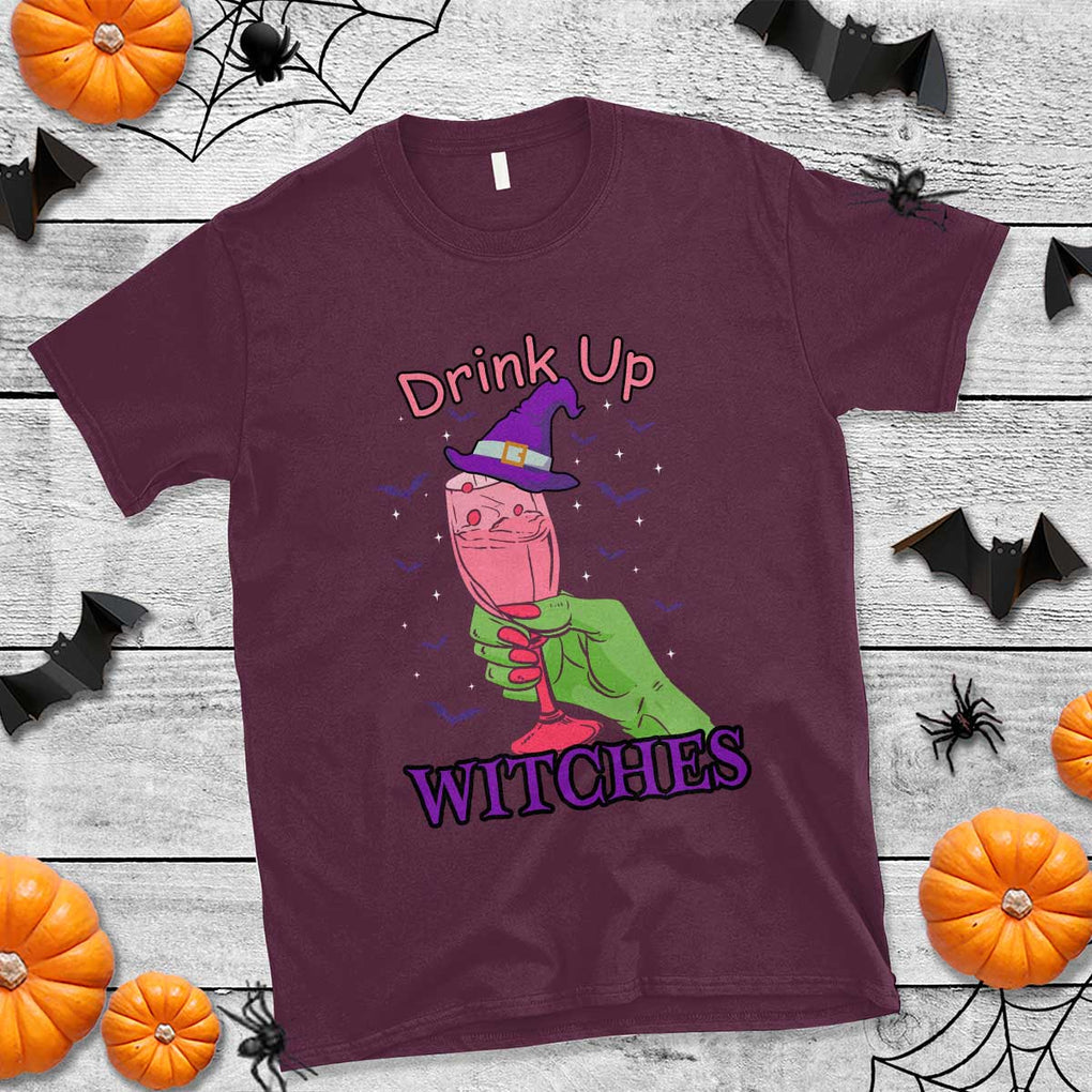 Drinking Witch T Shirt Drink Up Witches Wine Lover TS02 Maroon Print Your Wear