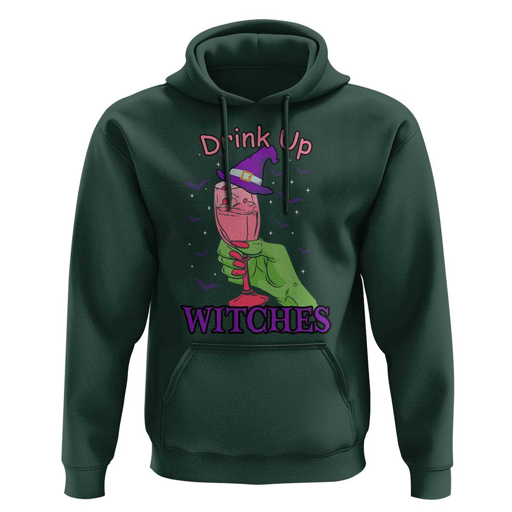 Drinking Witch Hoodie Drink Up Witches Wine Lover TS02 Dark Forest Green Print Your Wear