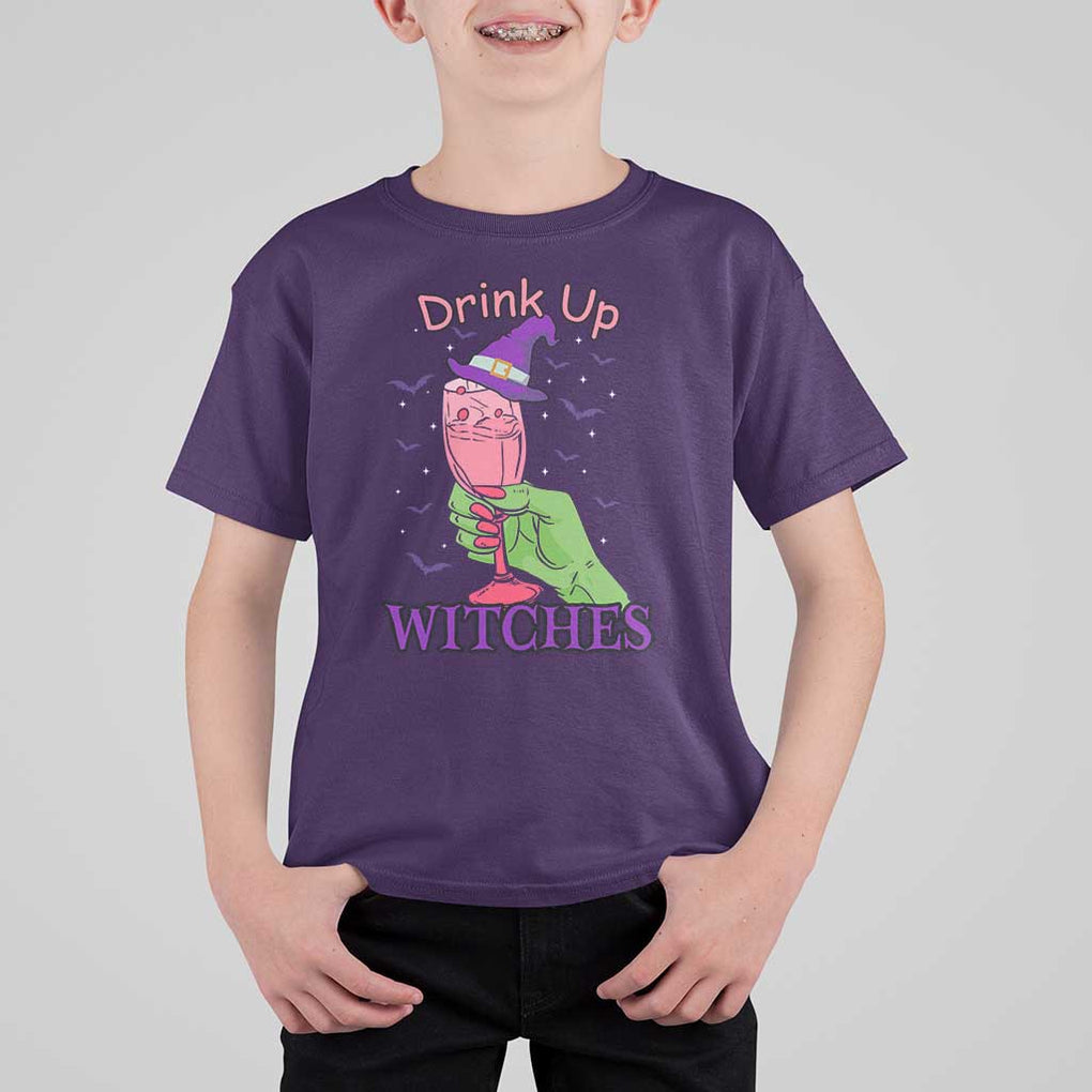 Drinking Witch T Shirt For Kid Drink Up Witches Wine Lover TS02 Purple Print Your Wear
