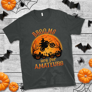 Riding Witch T Shirt Brooms Are For Amateurs Funny Motorbiker TS02 Dark Heather Print Your Wear
