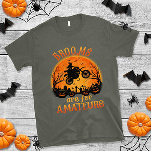 Riding Witch T Shirt Brooms Are For Amateurs Funny Motorbiker TS02 Military Green Print Your Wear
