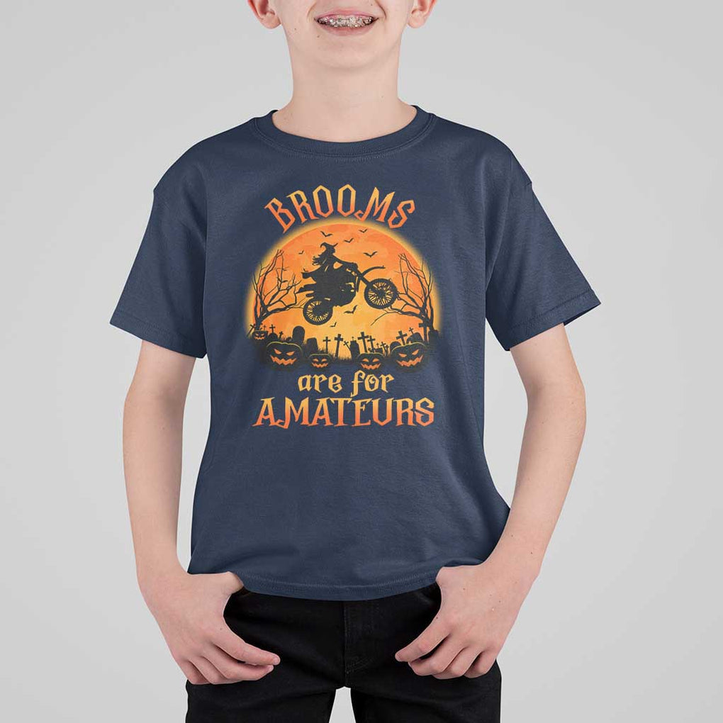 Riding Witch T Shirt For Kid Brooms Are For Amateurs Funny Motorbiker TS02 Navy Print Your Wear