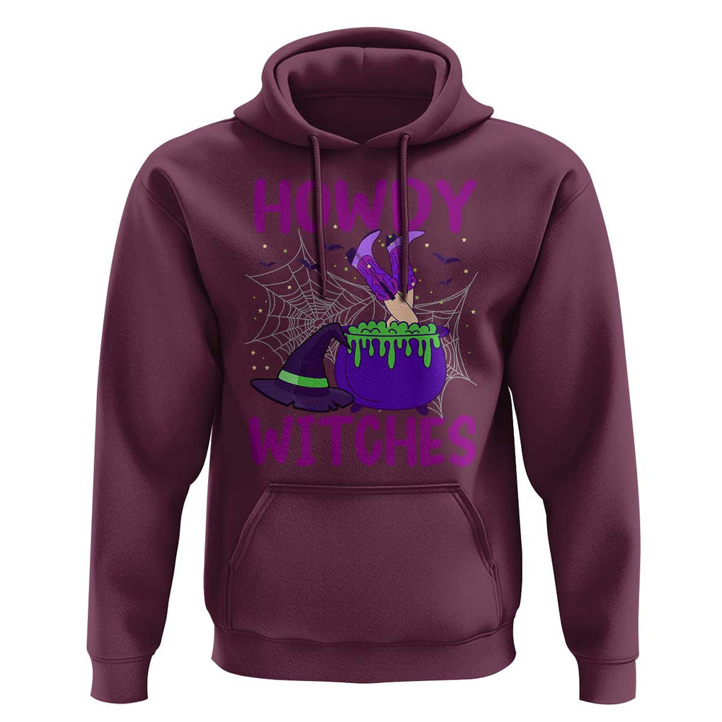 Halloween Witch Hoodie Howdy Witches Western Cowgirl TS02 Maroon Print Your Wear