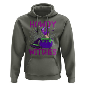 Halloween Witch Hoodie Howdy Witches Western Cowgirl TS02 Military Green Print Your Wear