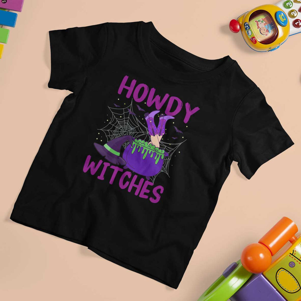 Halloween Witch T Shirt For Kid Howdy Witches Western Cowgirl TS02 Black Print Your Wear