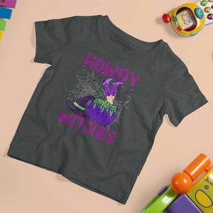 Halloween Witch T Shirt For Kid Howdy Witches Western Cowgirl TS02 Dark Heather Print Your Wear