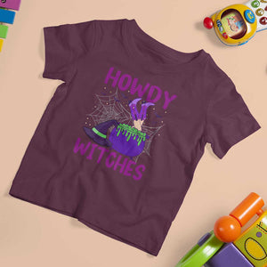 Halloween Witch T Shirt For Kid Howdy Witches Western Cowgirl TS02 Maroon Print Your Wear
