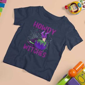 Halloween Witch T Shirt For Kid Howdy Witches Western Cowgirl TS02 Navy Print Your Wear