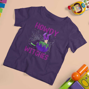 Halloween Witch T Shirt For Kid Howdy Witches Western Cowgirl TS02 Purple Print Your Wear