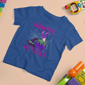 Halloween Witch T Shirt For Kid Howdy Witches Western Cowgirl TS02 Royal Blue Print Your Wear