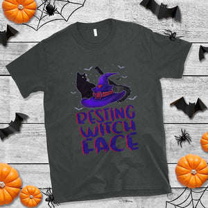 Funny Witch T Shirt Resting Witch Face With Black Cat TS02 Dark Heather Print Your Wear