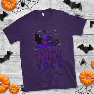 Funny Witch T Shirt Resting Witch Face With Black Cat TS02 Purple Print Your Wear
