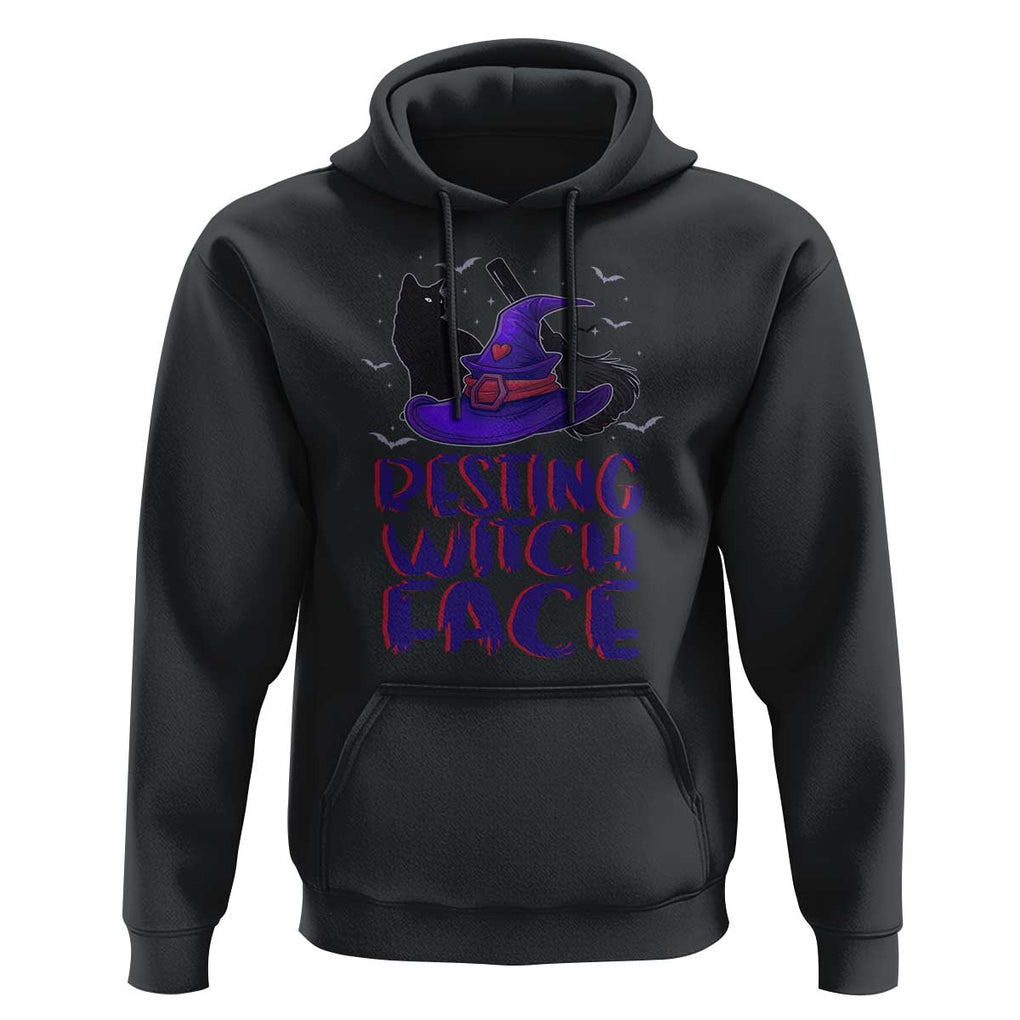 Funny Witch Hoodie Resting Witch Face With Black Cat TS02 Black Print Your Wear