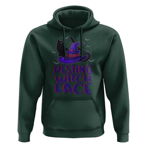 Funny Witch Hoodie Resting Witch Face With Black Cat TS02 Dark Forest Green Print Your Wear