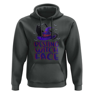 Funny Witch Hoodie Resting Witch Face With Black Cat TS02 Dark Heather Print Your Wear