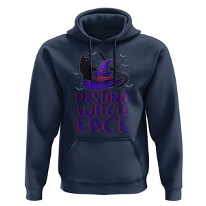 Funny Witch Hoodie Resting Witch Face With Black Cat TS02 Navy Print Your Wear