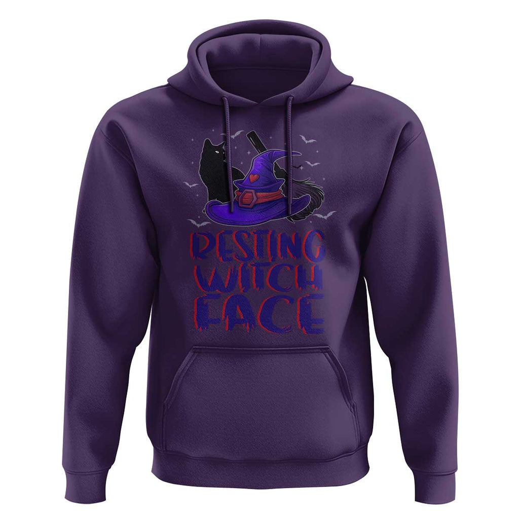 Funny Witch Hoodie Resting Witch Face With Black Cat TS02 Purple Print Your Wear