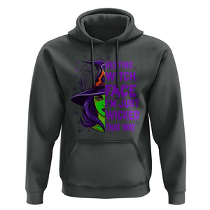 Halloween Witch Hoodie Resting Witch Face I'm Just Wicked That Way TS02 Dark Heather Print Your Wear