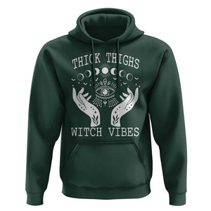 Thick Thighs Witch Vibes Celestial Witchcraft Moon Phases Hoodie TS02 Dark Forest Green Print Your Wear
