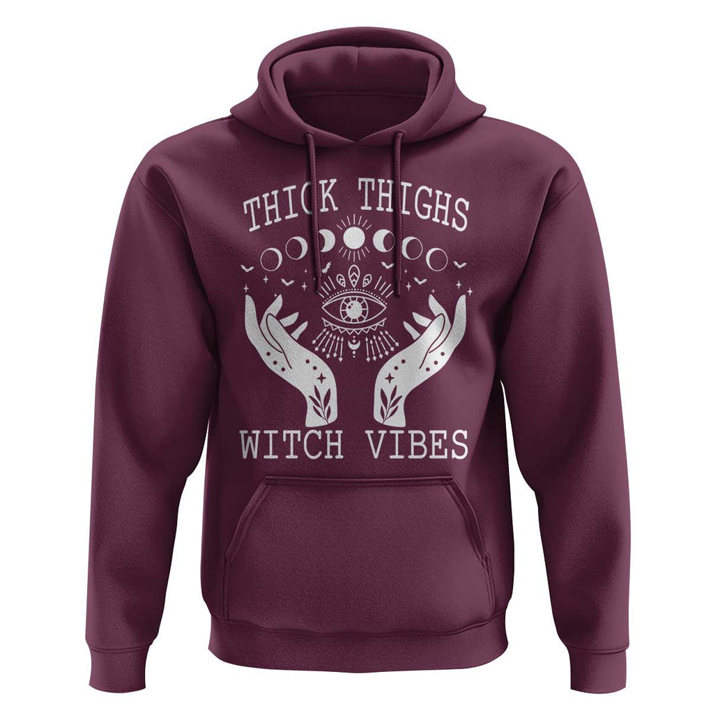 Thick Thighs Witch Vibes Celestial Witchcraft Moon Phases Hoodie TS02 Maroon Print Your Wear