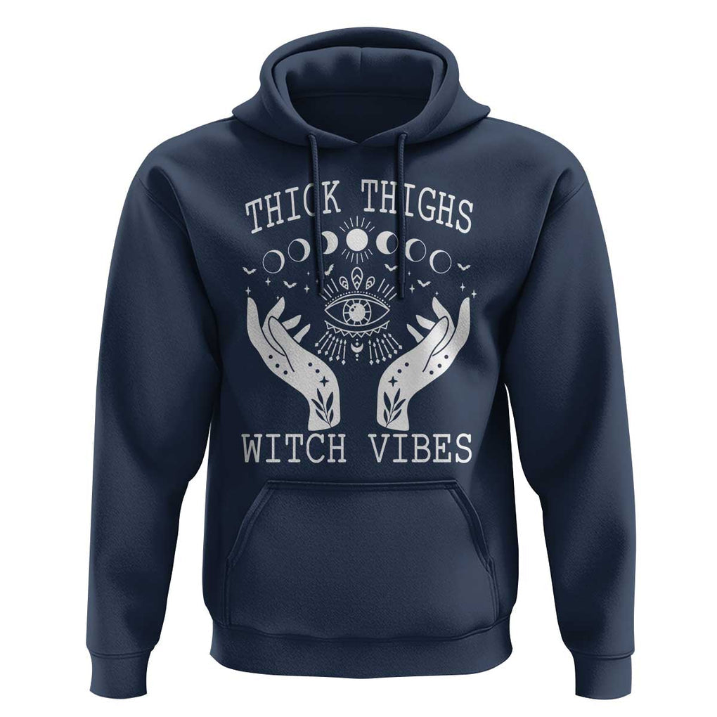 Thick Thighs Witch Vibes Celestial Witchcraft Moon Phases Hoodie TS02 Navy Print Your Wear