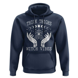 Thick Thighs Witch Vibes Celestial Witchcraft Moon Phases Hoodie TS02 Navy Print Your Wear