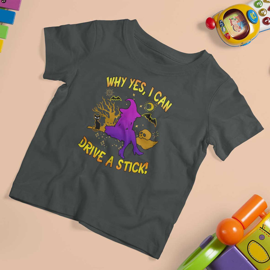 Halloween Witch T Shirt For Kid Why Yes I Can Drive A Stick TS02 Dark Heather Print Your Wear