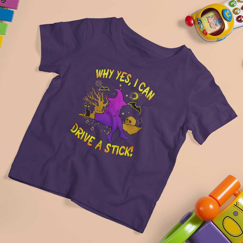 Halloween Witch T Shirt For Kid Why Yes I Can Drive A Stick TS02 Purple Print Your Wear