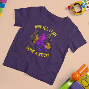 Halloween Witch T Shirt For Kid Why Yes I Can Drive A Stick TS02 Purple Print Your Wear