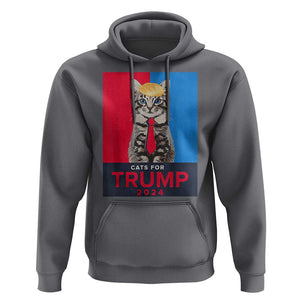 Cats For Trump 2024 Hoodie Funny Cat Election TS02 Charcoal Print Your Wear