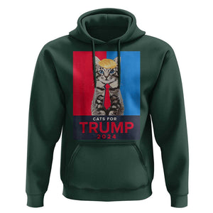 Cats For Trump 2024 Hoodie Funny Cat Election TS02 Dark Forest Green Print Your Wear