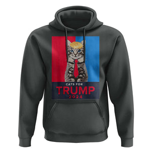 Cats For Trump 2024 Hoodie Funny Cat Election TS02 Dark Heather Print Your Wear