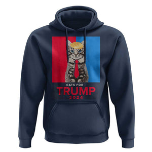 Cats For Trump 2024 Hoodie Funny Cat Election TS02 Navy Print Your Wear