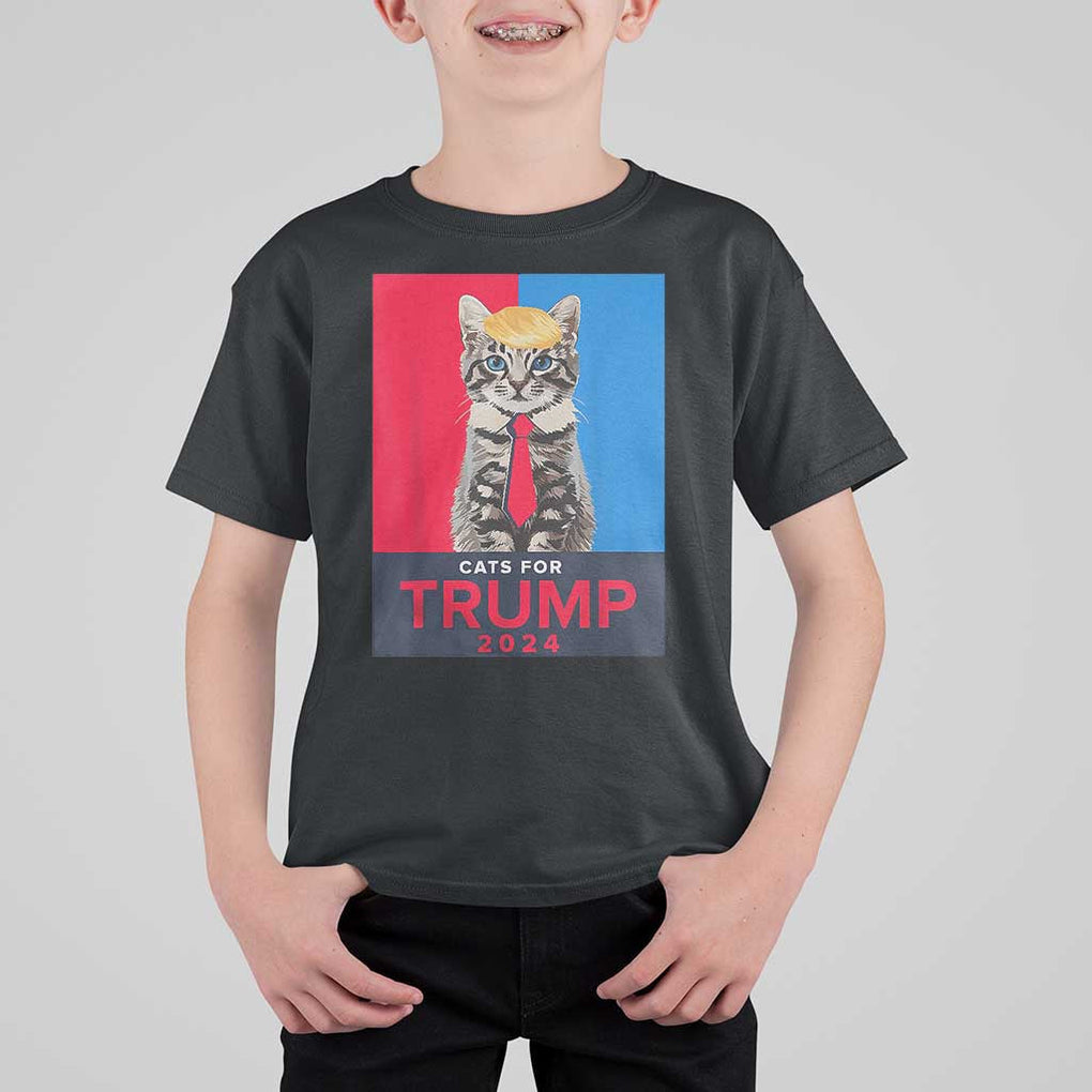 Cats For Trump 2024 T Shirt For Kid Funny Cat Election TS02 Black Print Your Wear