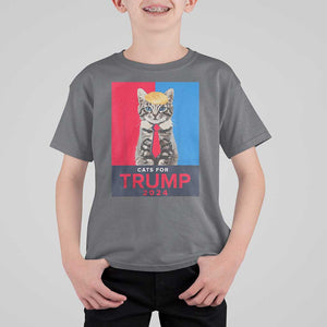 Cats For Trump 2024 T Shirt For Kid Funny Cat Election TS02 Charcoal Print Your Wear