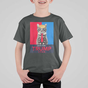 Cats For Trump 2024 T Shirt For Kid Funny Cat Election TS02 Dark Heather Print Your Wear