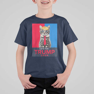 Cats For Trump 2024 T Shirt For Kid Funny Cat Election TS02 Navy Print Your Wear