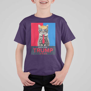 Cats For Trump 2024 T Shirt For Kid Funny Cat Election TS02 Purple Print Your Wear
