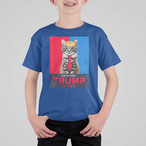 Cats For Trump 2024 T Shirt For Kid Funny Cat Election TS02 Royal Blue Print Your Wear