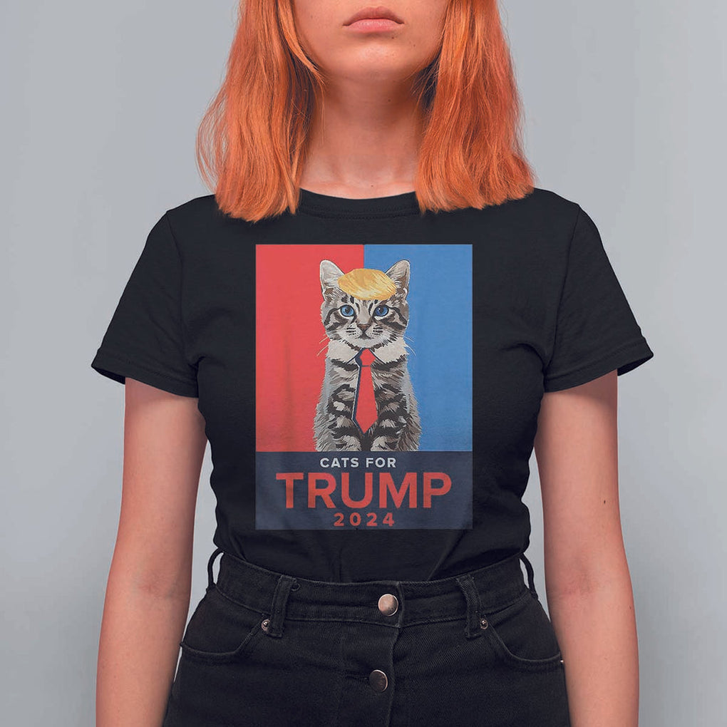 Cats For Trump 2024 T Shirt For Women Funny Cat Election TS02 Black Print Your Wear