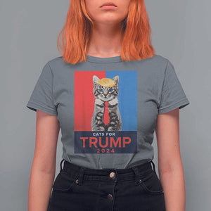 Cats For Trump 2024 T Shirt For Women Funny Cat Election TS02 Charcoal Print Your Wear