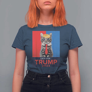 Cats For Trump 2024 T Shirt For Women Funny Cat Election TS02 Navy Print Your Wear
