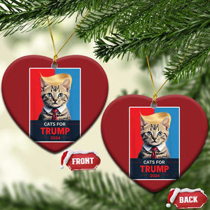 Cats For Trump 2024 Christmas Ornament Funny Cat Election Blonde Hair TS02 Heart Red Print Your Wear