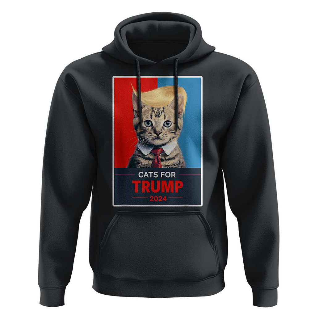 Cats For Trump 2024 Hoodie Funny Cat Election Blonde Hair TS02 Black Print Your Wear